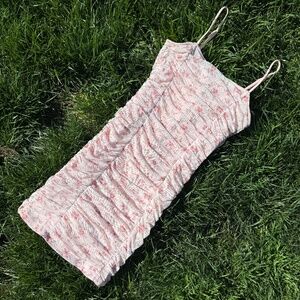 Pink Rose Ruched Mini-Dress